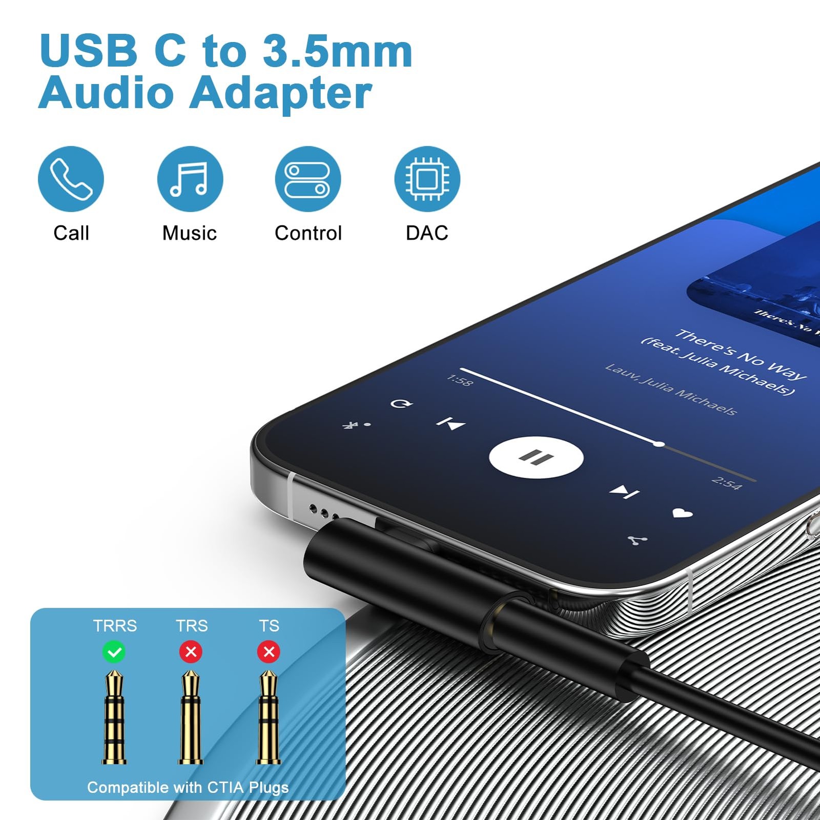 USB C to 3.5mm Headphone Jack Adapter for Samsung Galaxy A17 A16 A35 S26 Ultra S