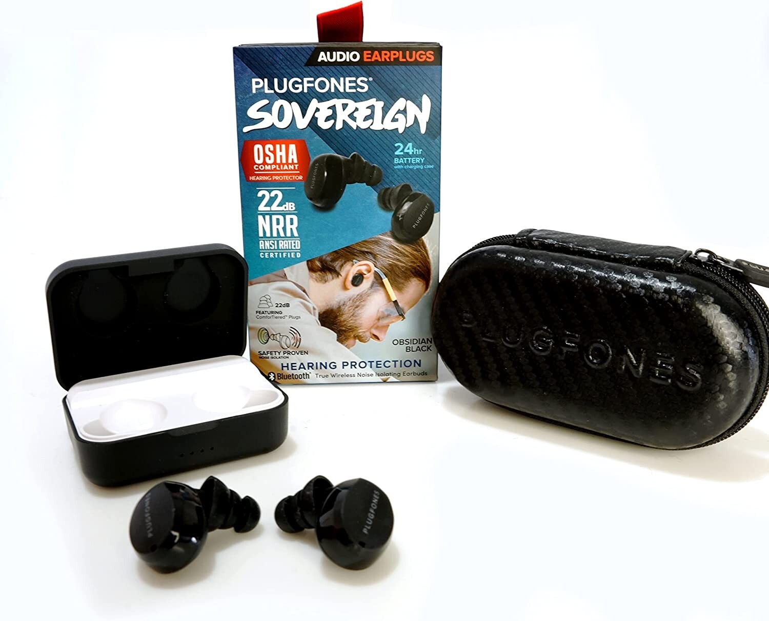 Plugfones Sovereign True Wireless Bluetooth Earplugs with Earphones OSHA