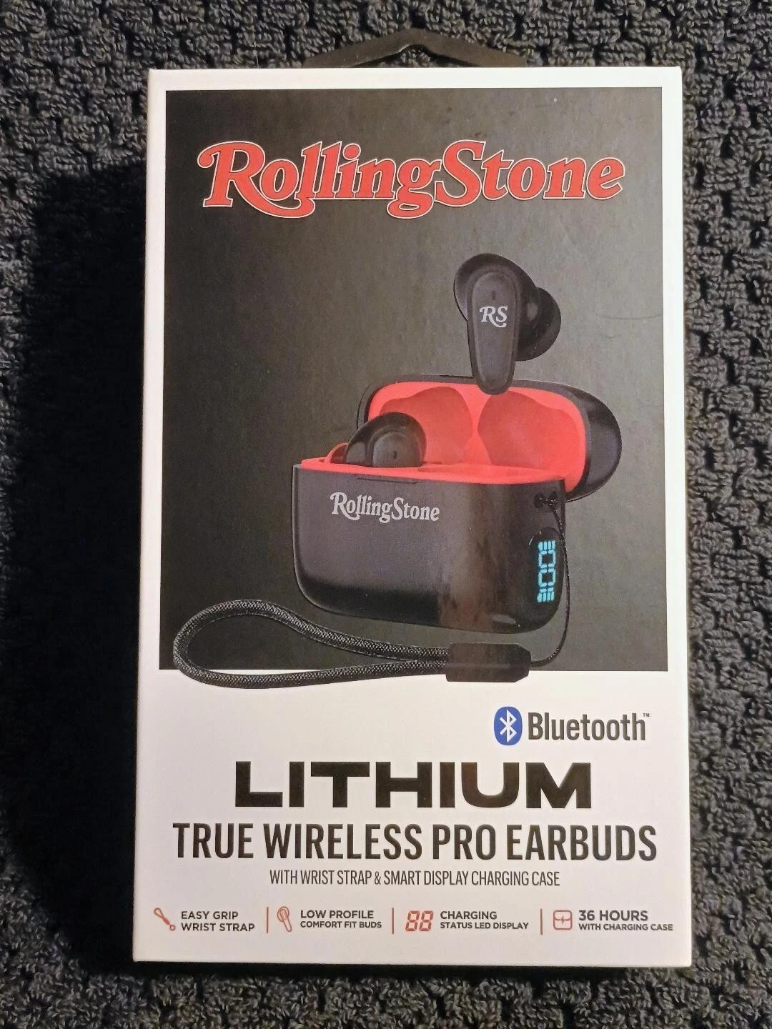 RollingStone Lithium True Wireless Pro Earbuds Smart Charging Case w/LED Display