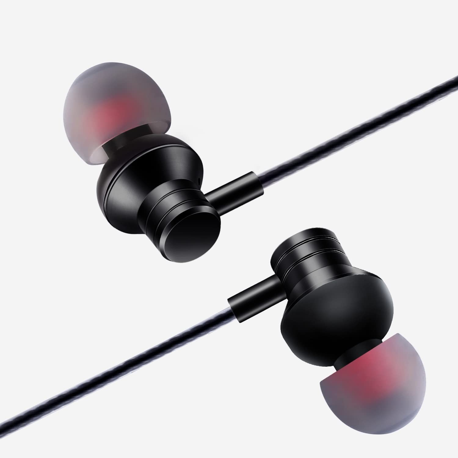 Empsun Wired Earbuds Headphones 3.5mm In-Ear Mic Black Noise Isolation
