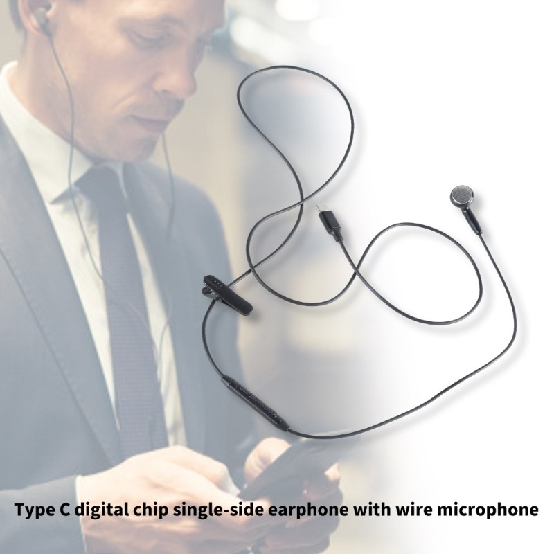 Type C Earphone Single-Side Earphone Earbud Single-Ear Earbud with Microphone