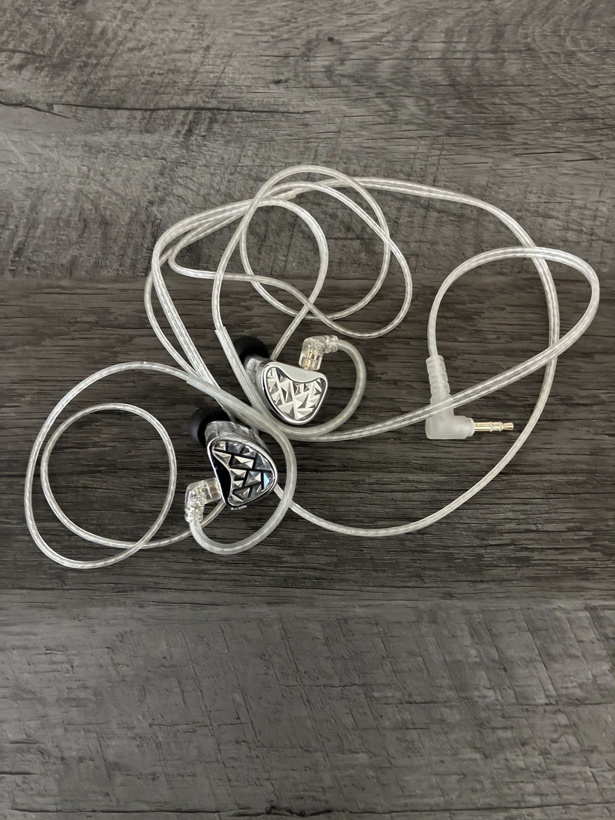 Silver Clear In-Ear Earbuds with Detachable Cable, 3.5mm Jack, Double Earpieces