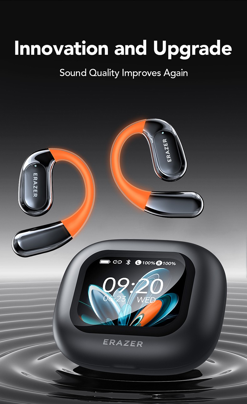 Bluetooth Headphones AI Translator Earbuds Glowing LCD Touchscreen ENC Noise