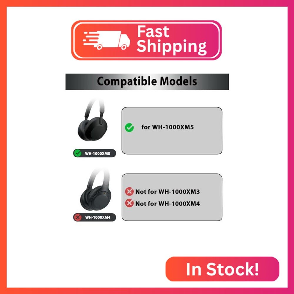 Adhiper XM5 Silicone Case Sweat Earpad Covers for Sony WH-1000XM5, Upgraded Ear