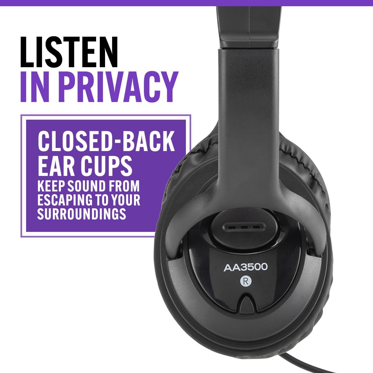On-Stage AA3500 Wired Headphones Closed-Back 40mm 32 Ohm 20-20kHz Black