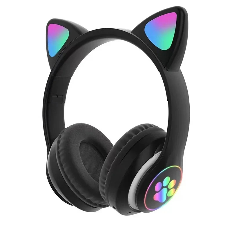 Cat Ear Bluetooth Wireless Headphone LED Mic Stereo Headset Kids Girls RGB Gift