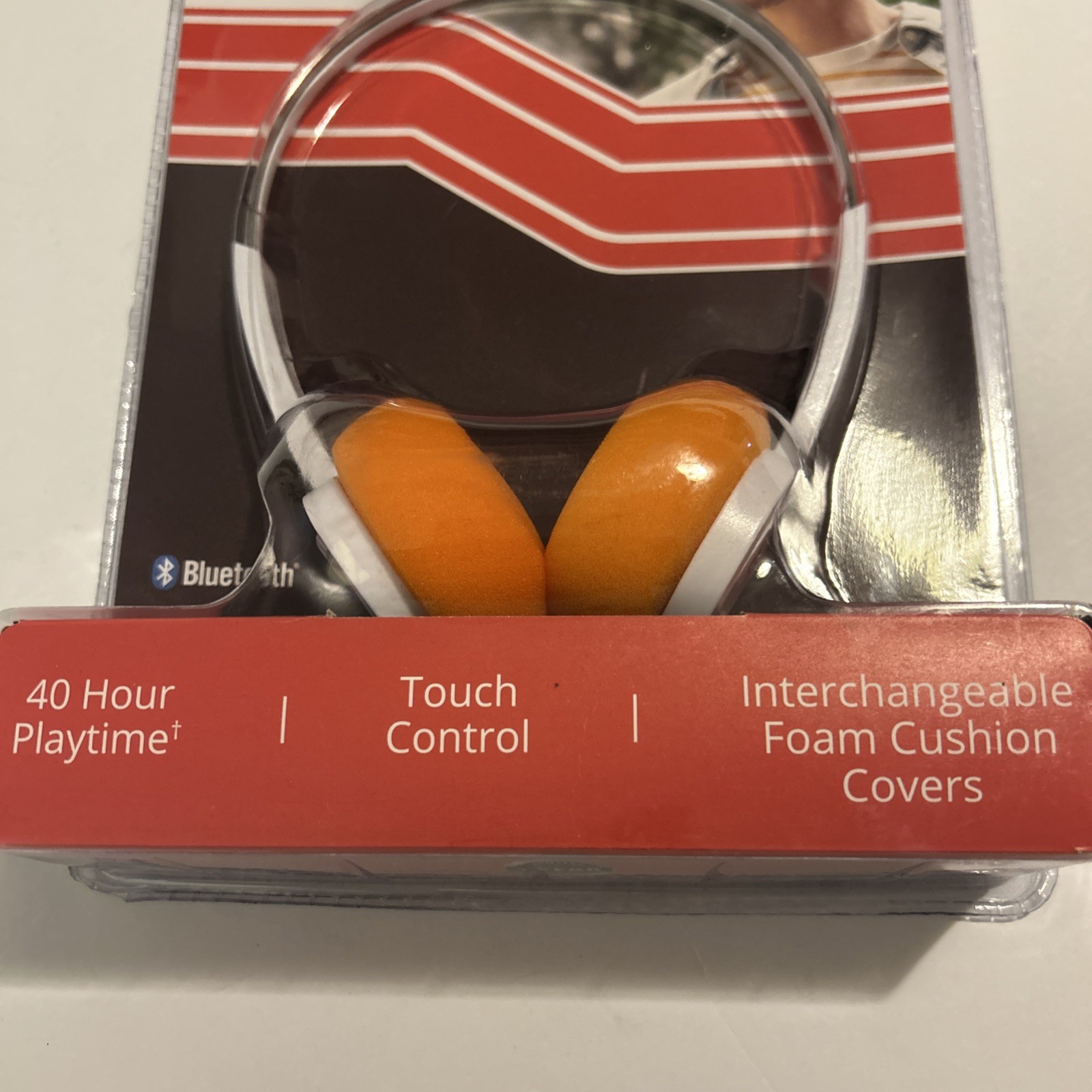 Aiwa Throwback Wireless Earphones Bluetooth Touch Control Orange White Retro 90s