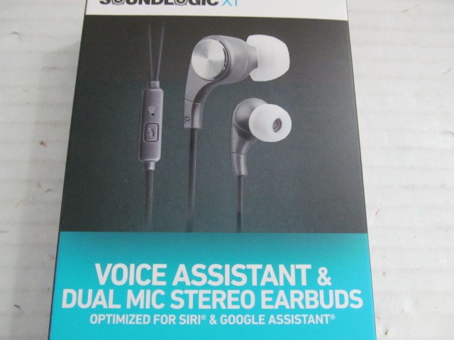 SoundlogicXT Voice Assistant & Dual Mic Stereo Earbuds, Choose Gray or Blue