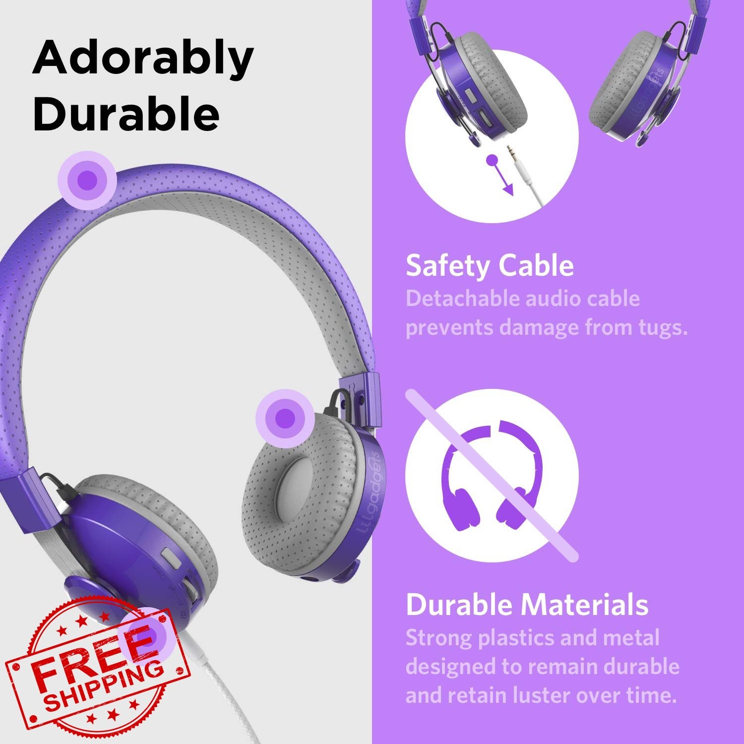 LilGadgets Untangled Pro Kids Wireless Purple Headphones