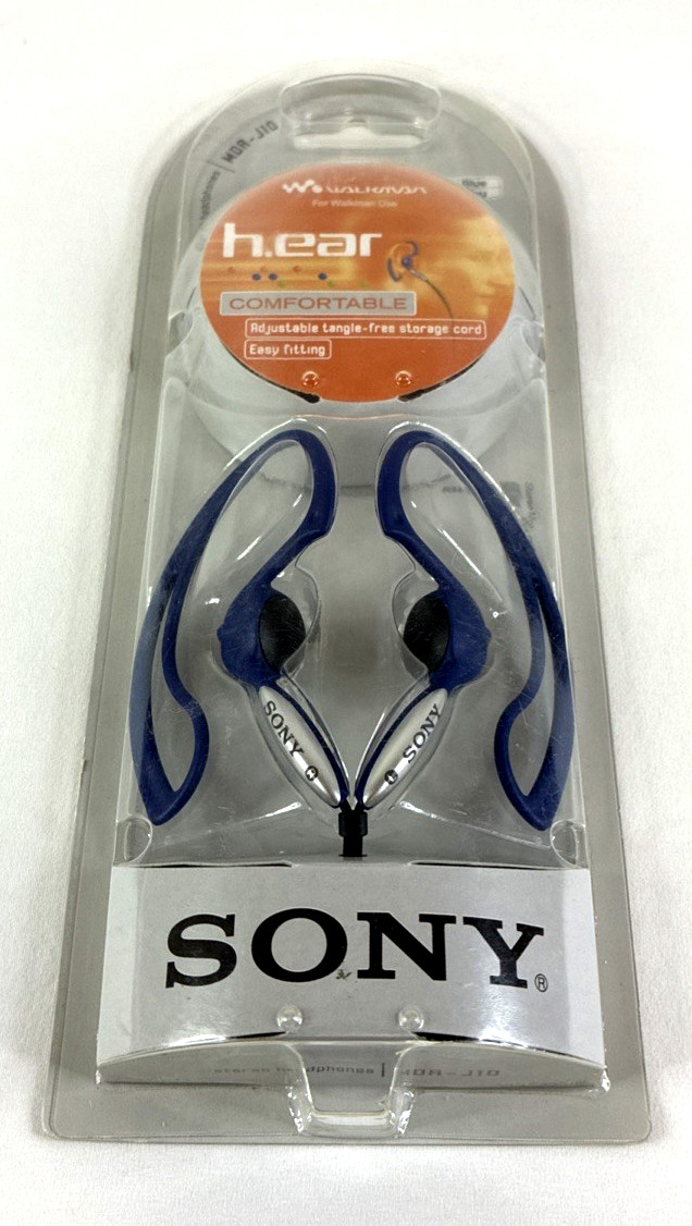 Vintage 2001 Sony MDR-J10 Vertical In Ear Clip On Headphones Blue Large New