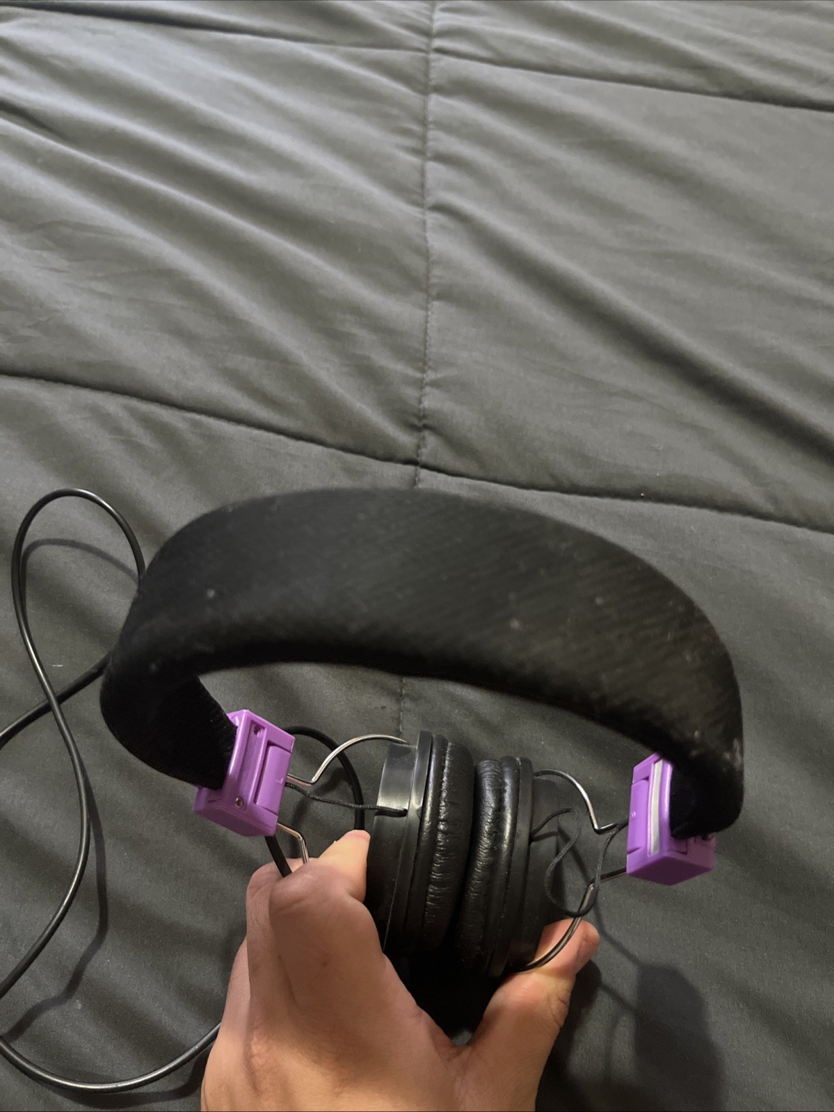 Purple and Black Jack Headphones Retro Vintage Style Wired Headphones