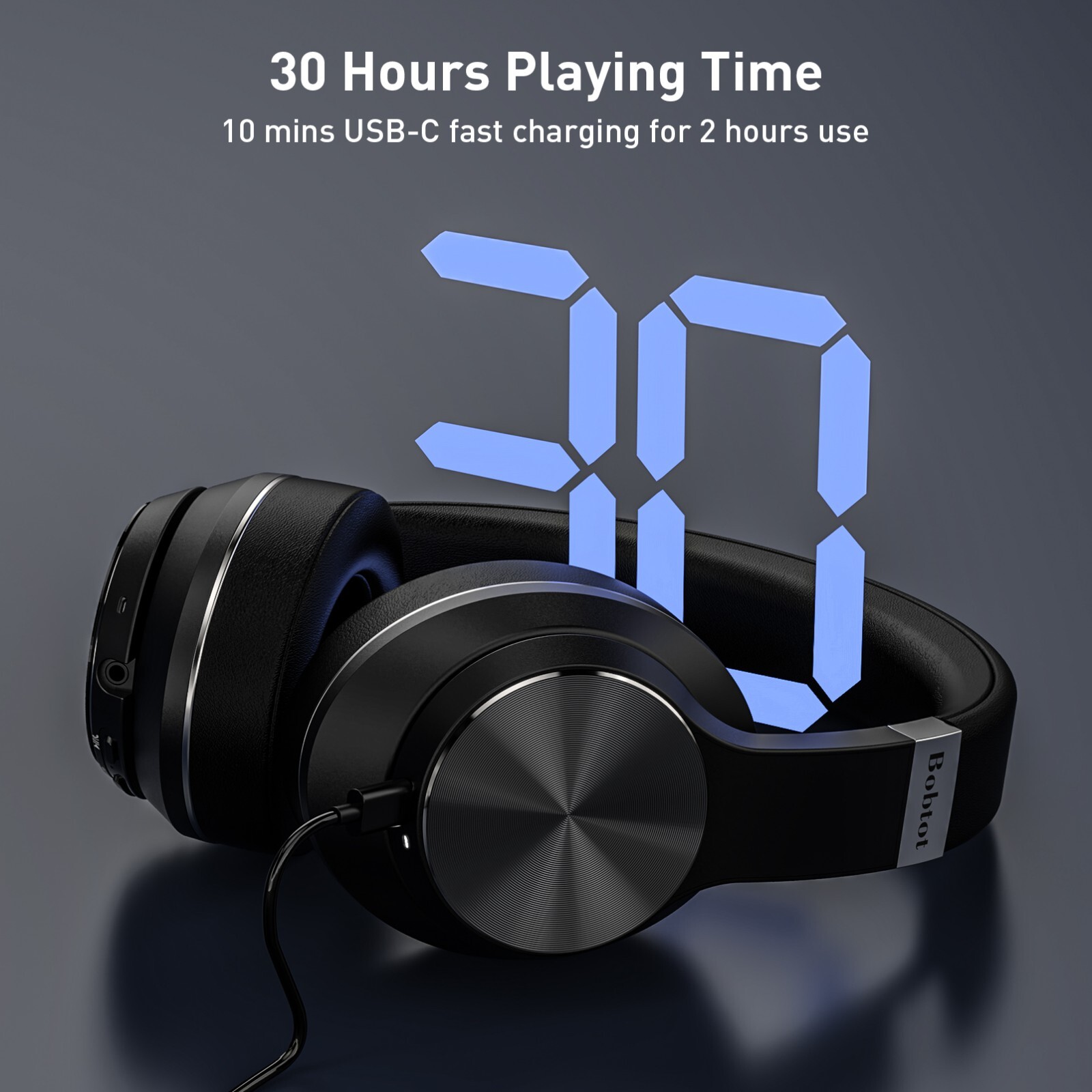 Bluetooth Headphones Over Ear Wireless Active Noise Cancelling HiFi Stereo Bass