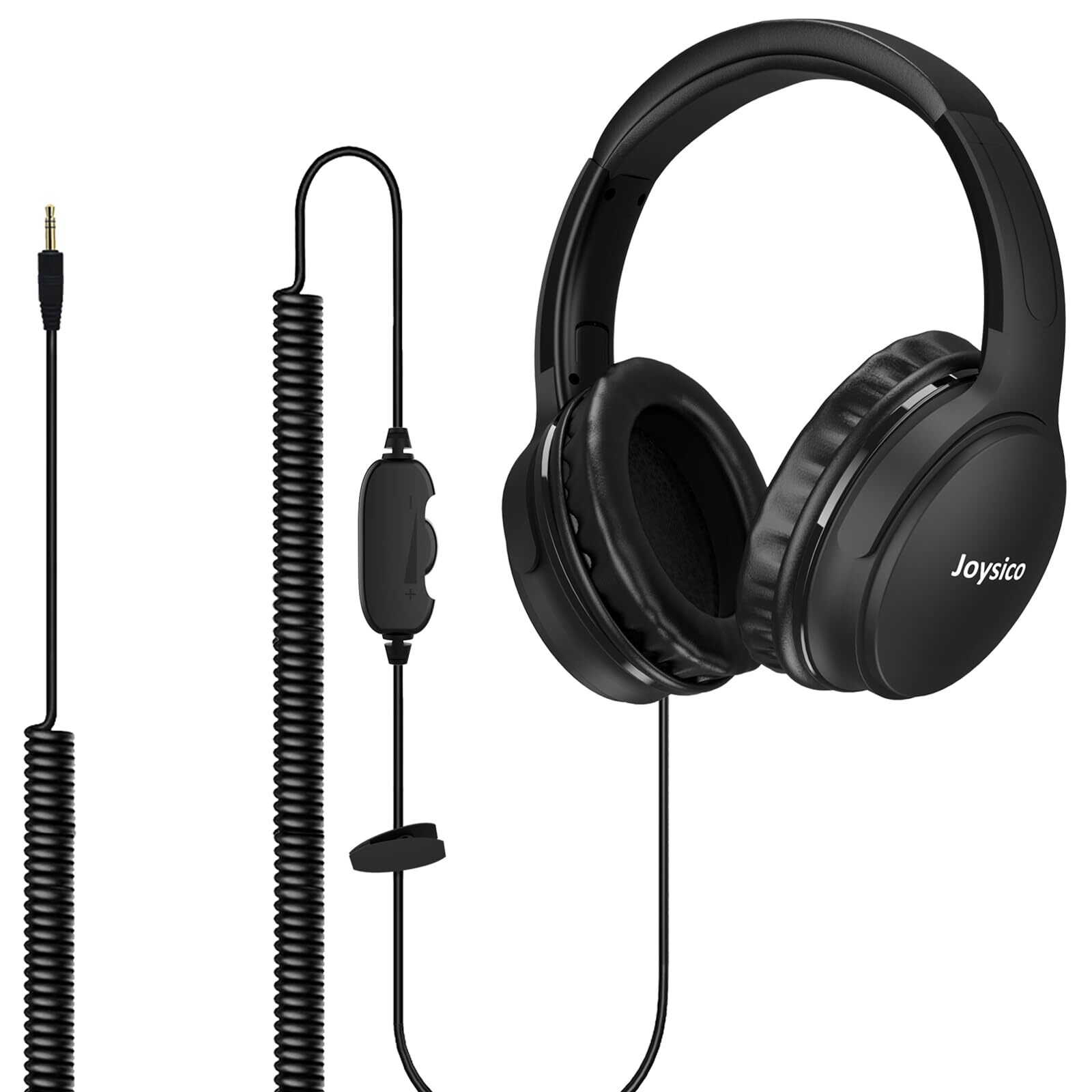 19.5Ft / 6M Extra Long Cord Headphones for TV PC with Volume Control Spring