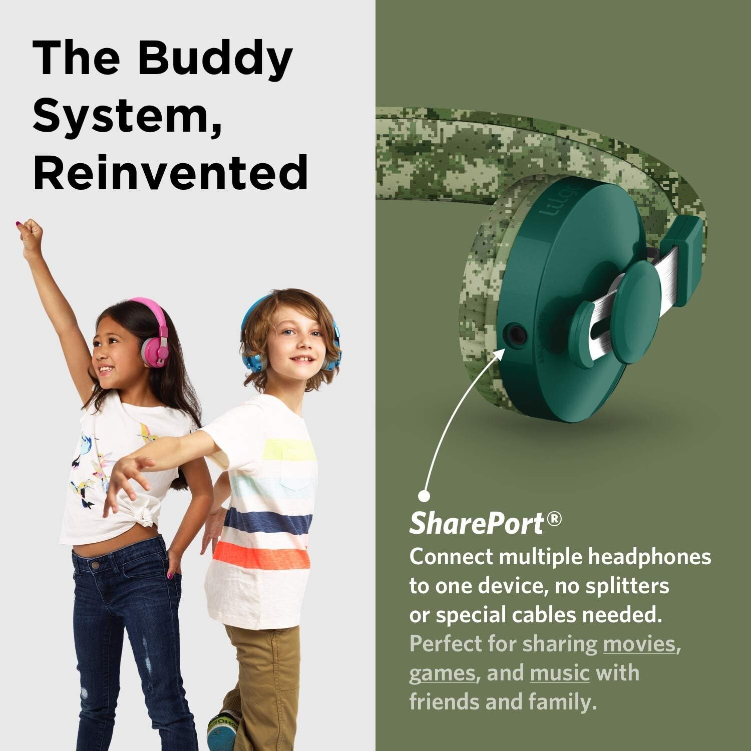 LilGadgets Untangled Pro Wireless Headphones Green Camo Bluetooth for Kids