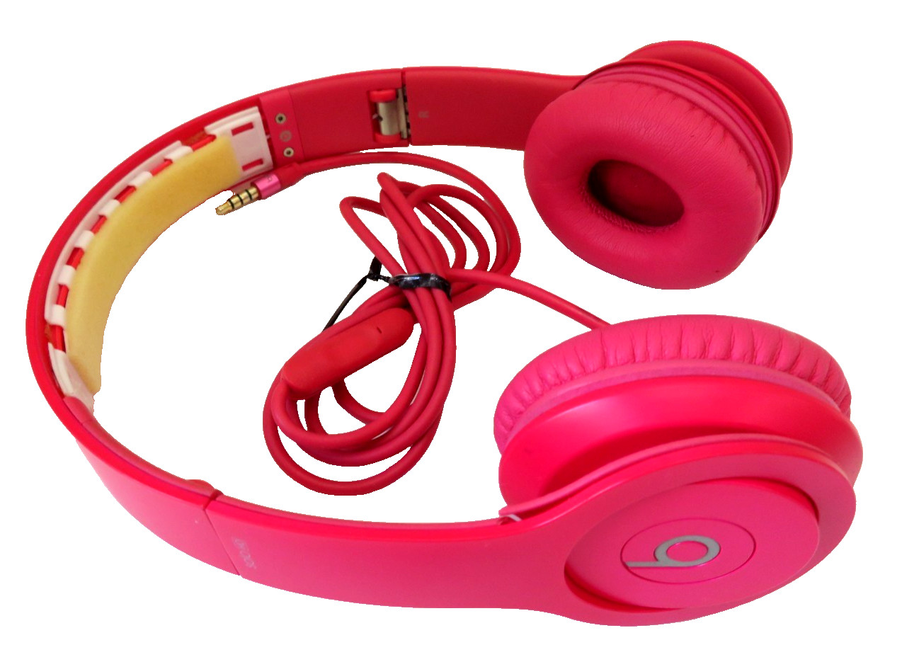 Beats by Dr. Dre Solo HD On-Ear Headphones Wired Pink Missing Head Cushion Used
