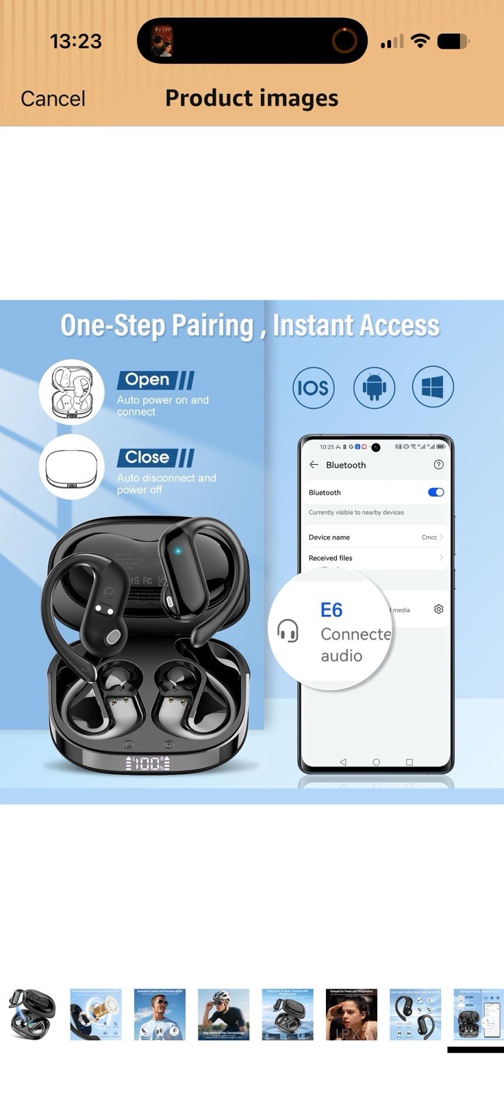 Open Ear Earbuds, Bluetooth 5.4 Headphones with 80H Playtime, IPX5 Water Resit.