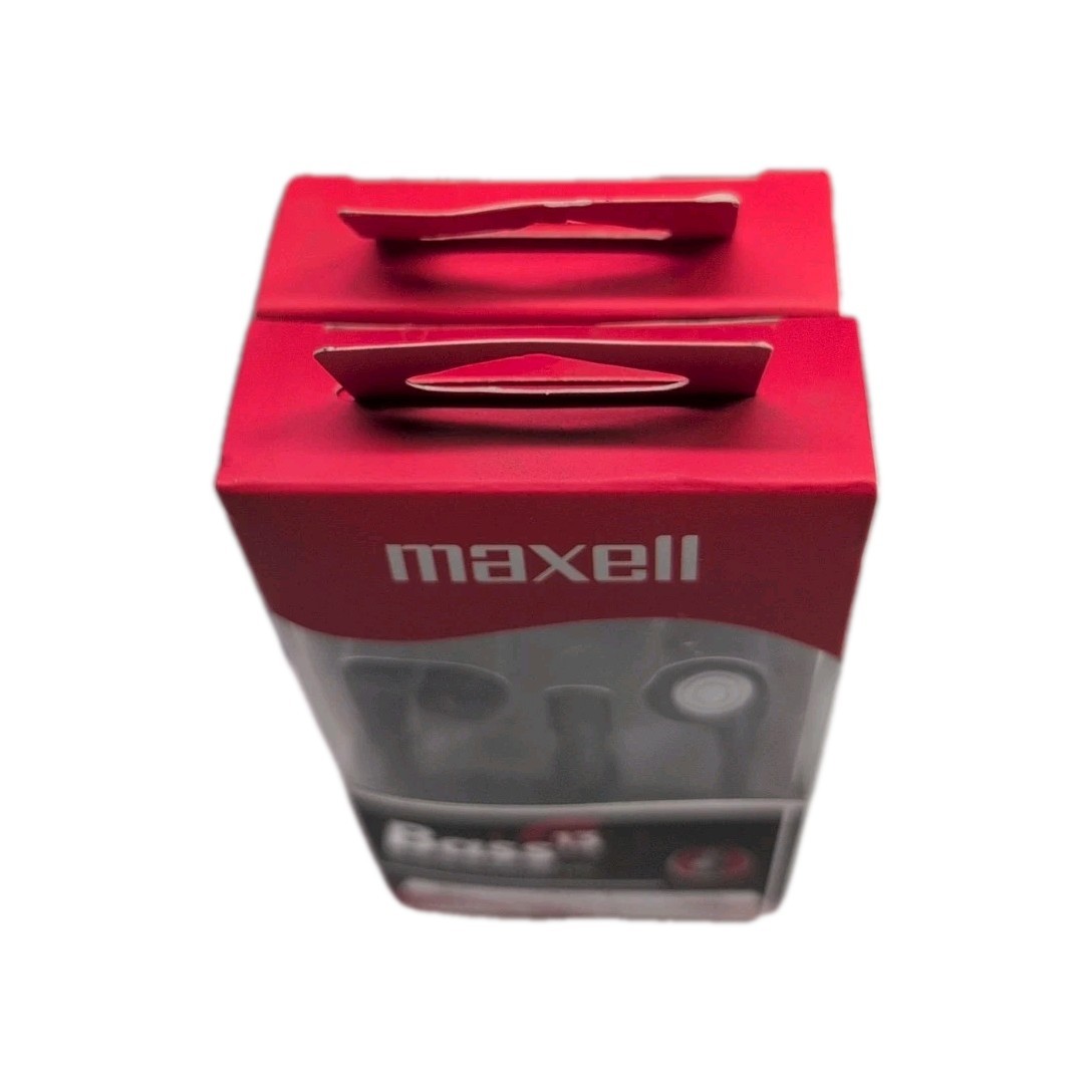 (2) Maxell Bass 13 Earphones with Built-In Mic, Heavy Bass & Noise Isolation