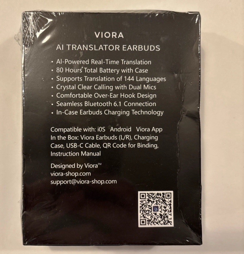 VIORA AI Translator Bluetooth Ear Buds Wireless Translation Earphones