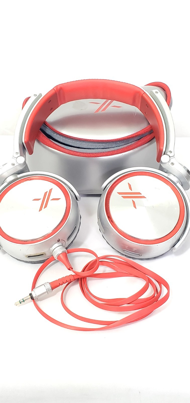SONY MDR-X10 Wired Headphones Over-Ear Silver Red | Tested Silver and Red