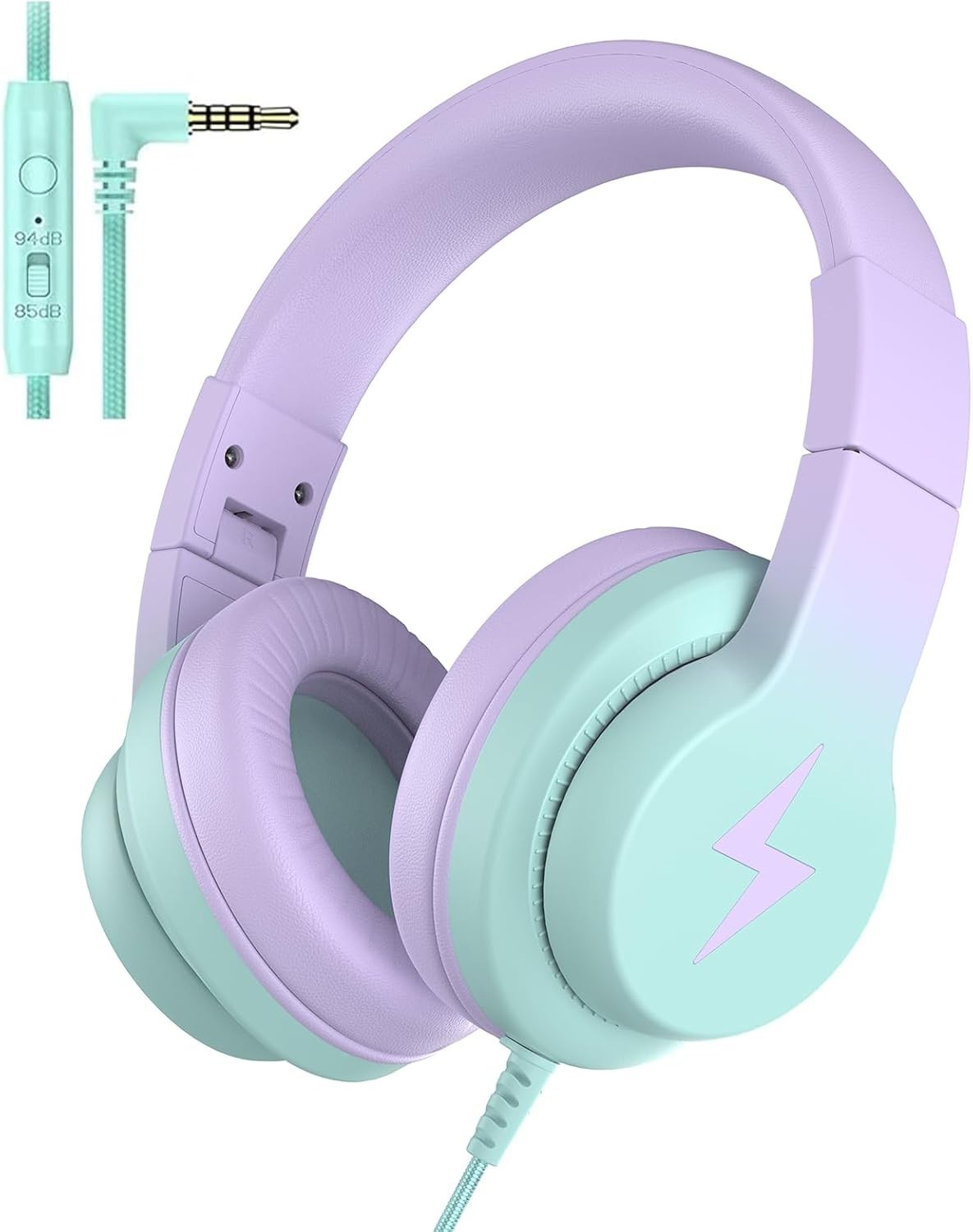 Durable Over-Ear Headphones for Kids with Microphone – Gradient Purple Design