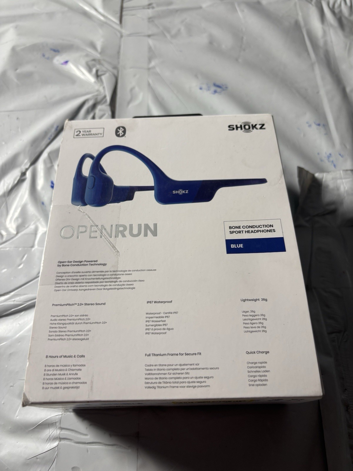 Shokz OpenRun Bluetooth Over the Ear Headphones – Blue S803