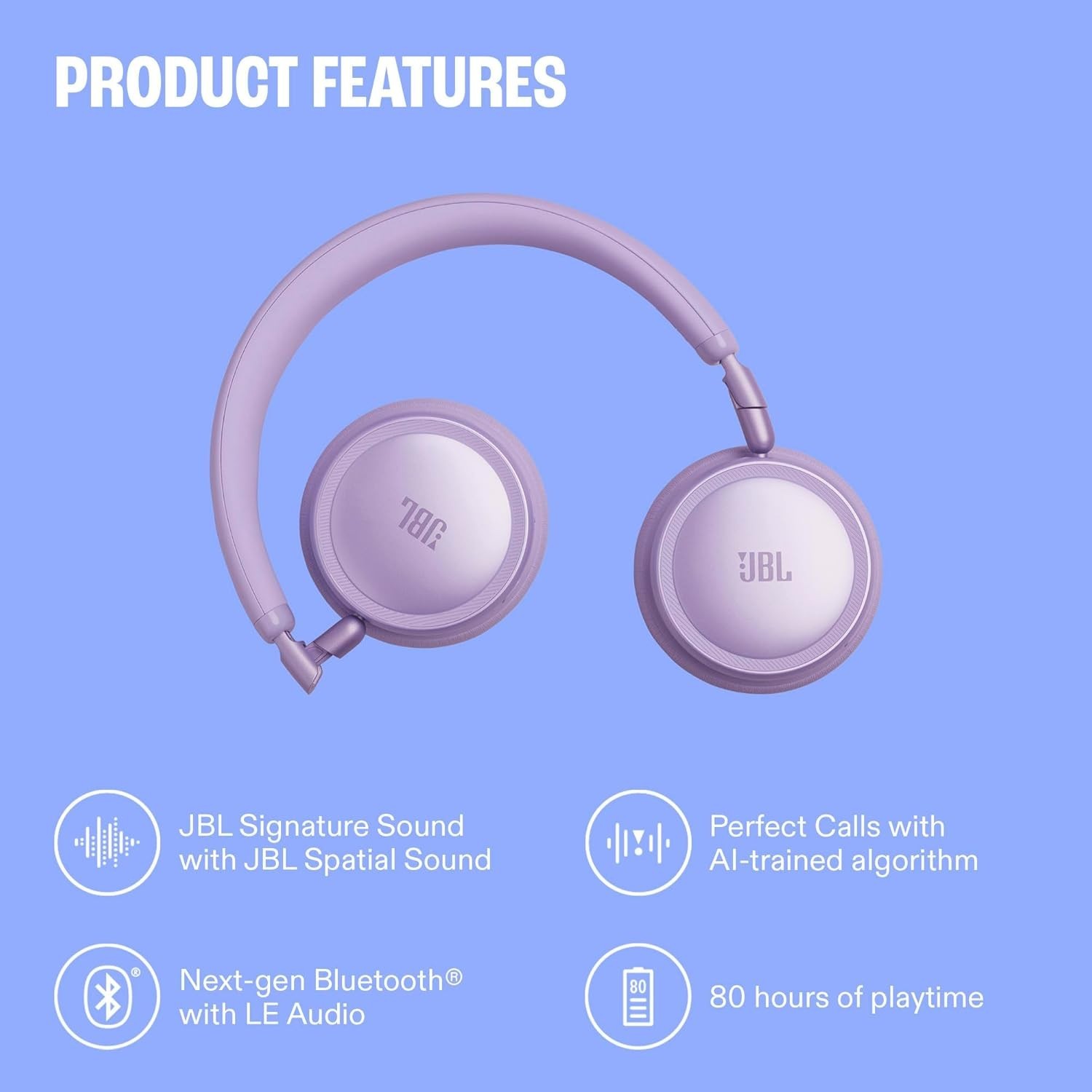 JBL Live 680NC Wireless ANC Headphones Hi-Res Audio 80H Battery Champagne