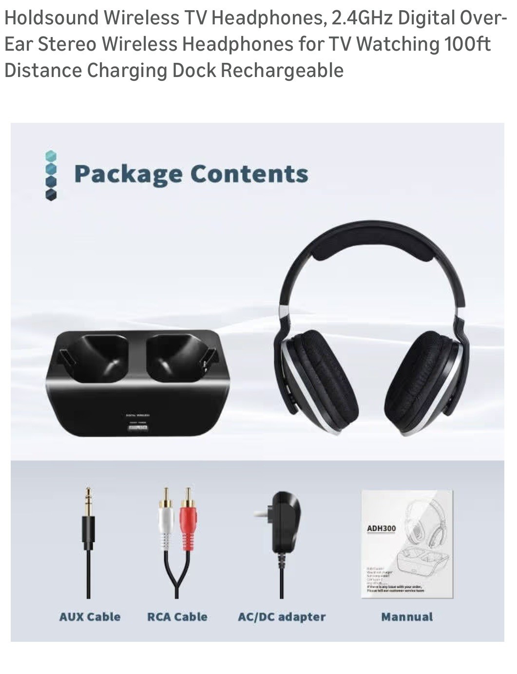 Holdsound Wireless TV Headphones, 2.4GHz Digital Over-Ear