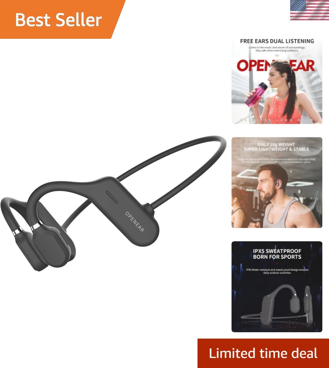 Long Battery Life Open Ear Sports Headphones – Perfect for Running & Cycling