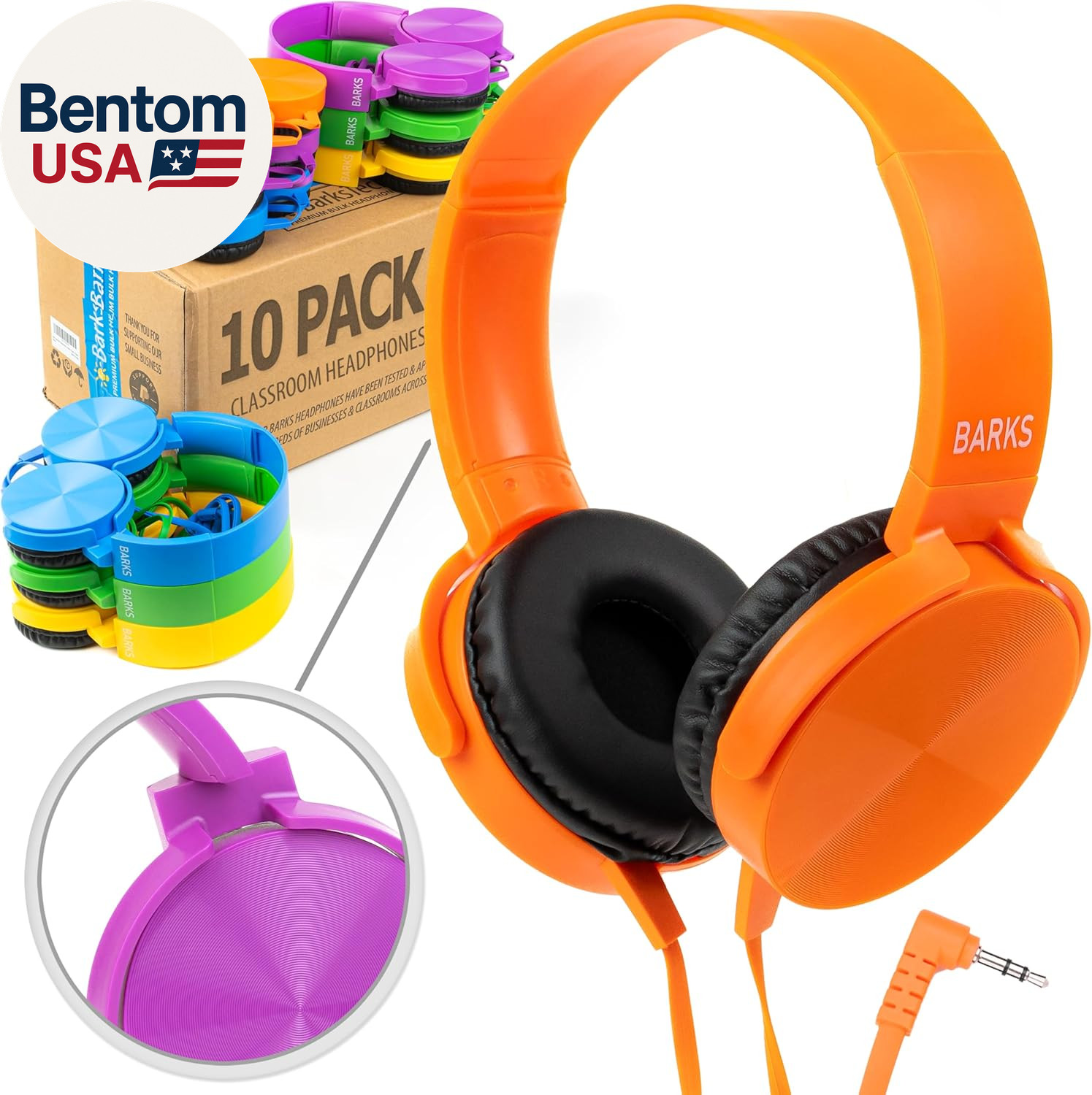 Classroom Headphones (10 Pack, Mixed Colors) – On-Ear Premium Student Bulk Headp