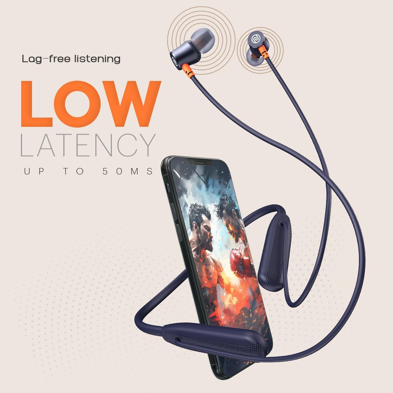 Noise Airwave Bluetooth in Ear Neckband with 50H of Playtime, Midnight Blue