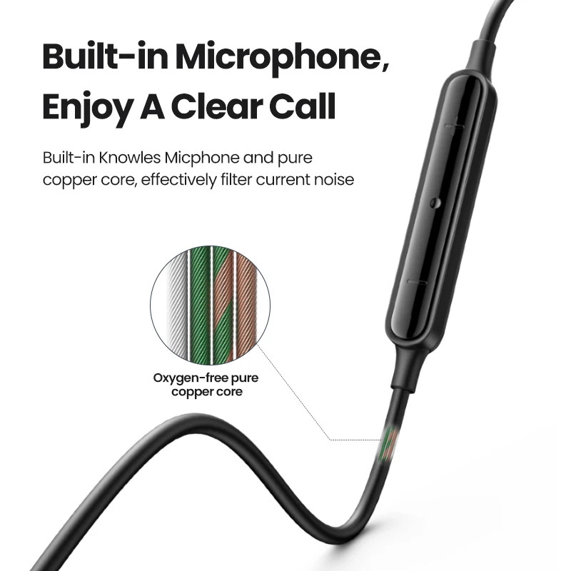 UGREEN Wired Earphone With Microphone In Ear 3.5mm Noise Cancelling USB Type C