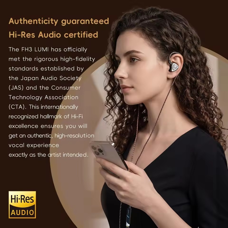 FIIO FH3 LUMI Hybrid IEM Earphones 1DD+2BA HiFi Wired In Ear Headphones