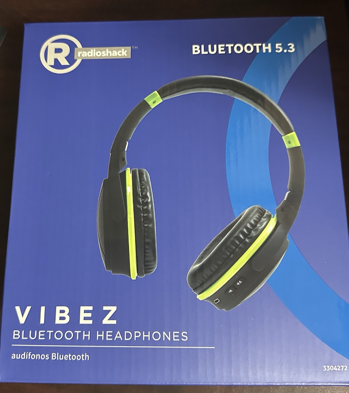 RadioShack Wireless Over Ear Headphones Vibez Bluetooth V5.0 Black/Green- New