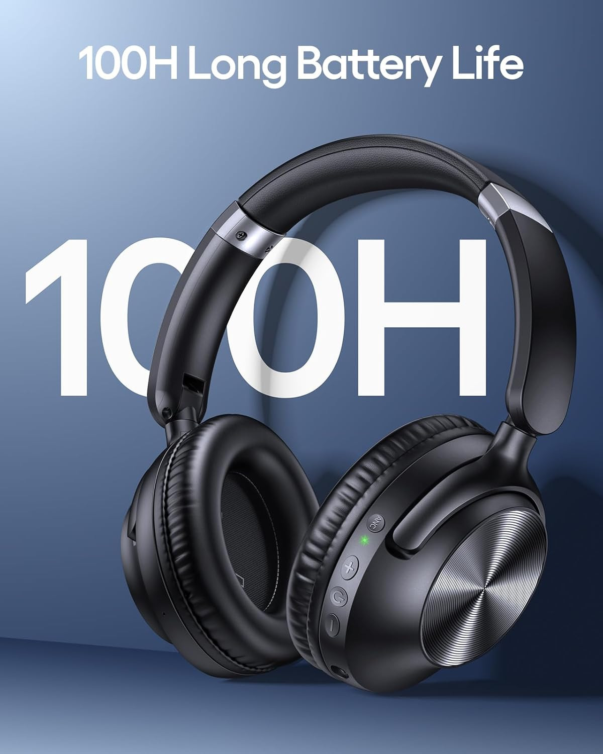 Hybrid Active Noise Cancelling Headphones 100H Playtime Wireless over Ear Blueto