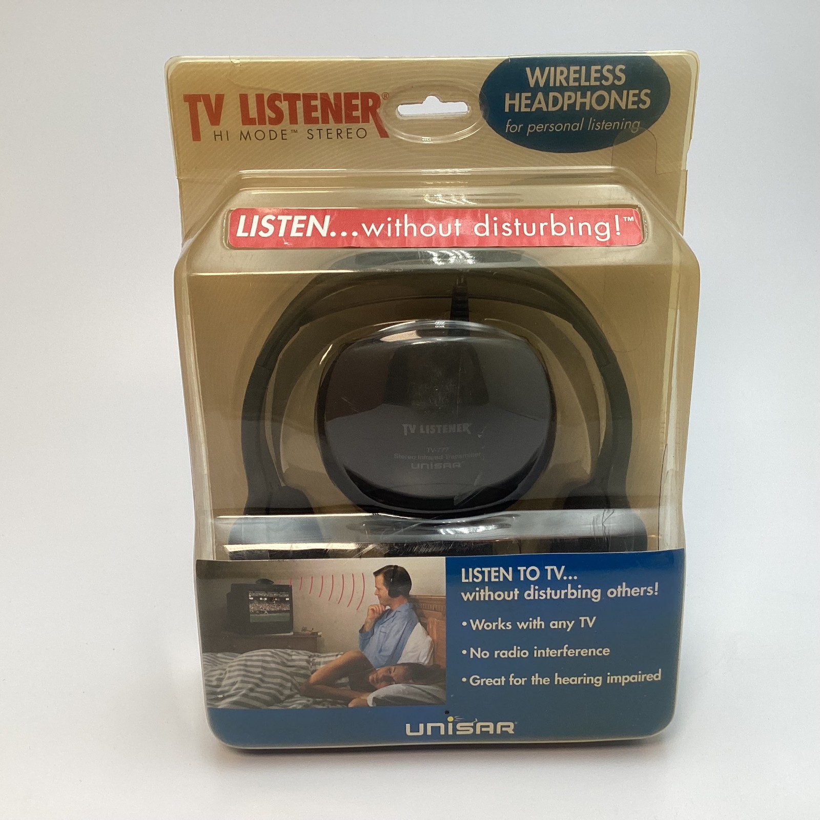 Unisar TV777 TV Listener Hi Mode Stereo Wireless Infrared Headphones – New READ