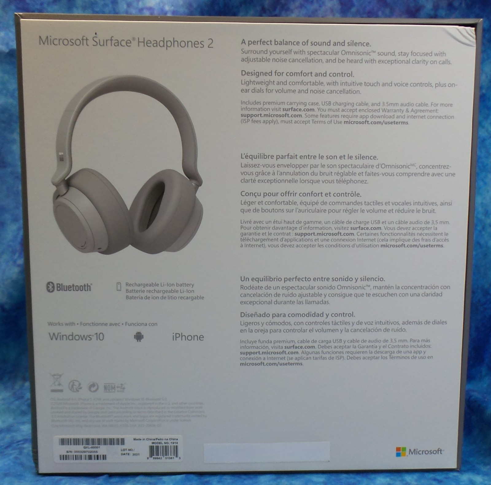 Microsoft Surface Headphones 2, Grey, QXL-00001, Model: 1919 – Bluetooth, Wired