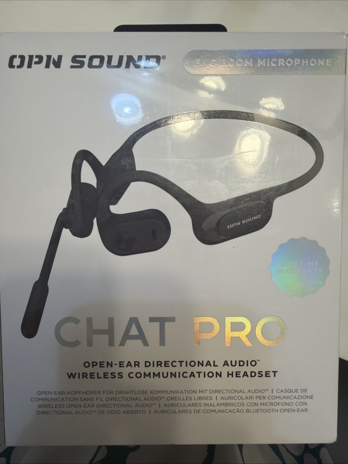 OPN Sound Chat Pro – Open Ear Communication Headset With Boom Mic, NIB