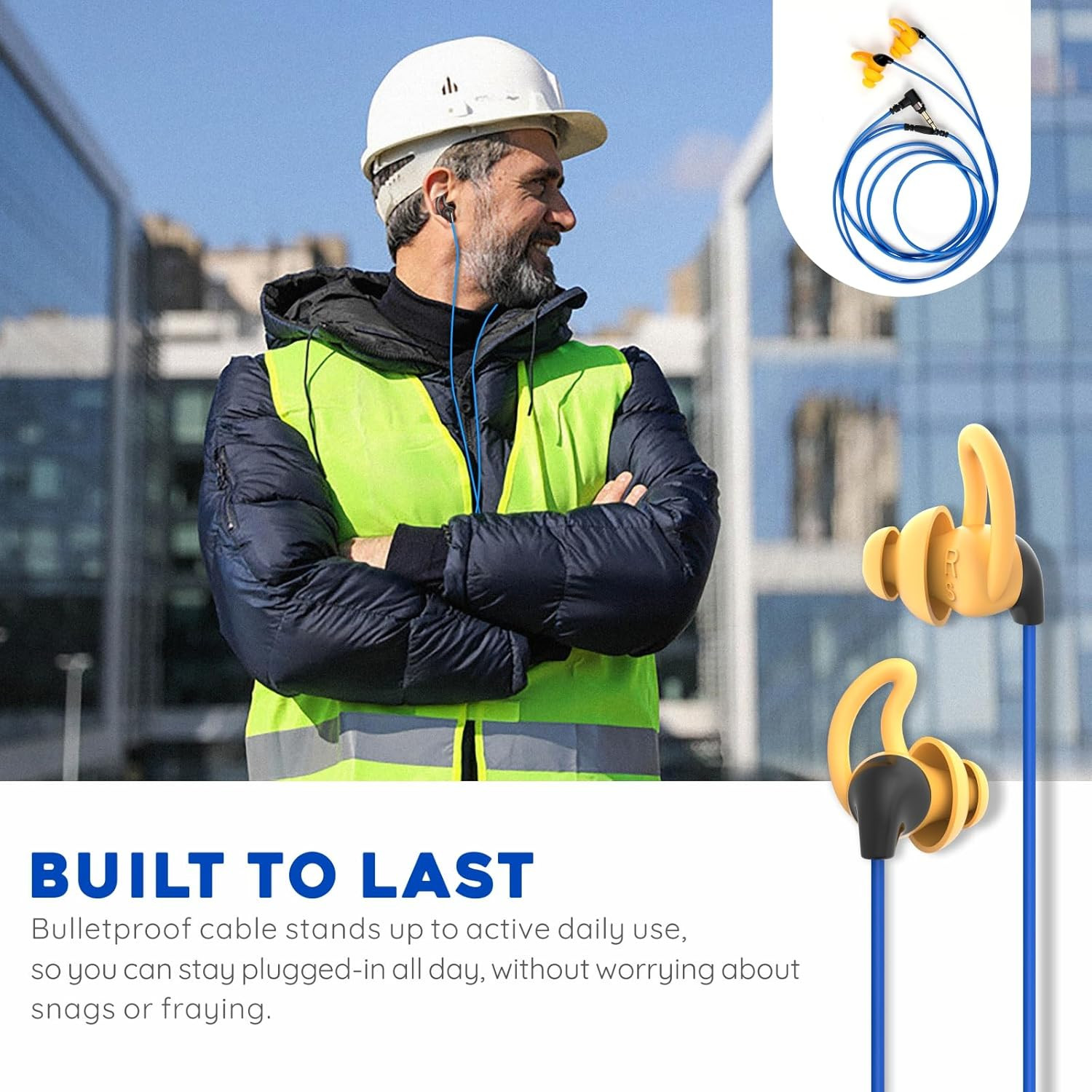 Ear Plug Headphones for Work, Custom-Fit Work Earbuds Earphones-Safety Headphone