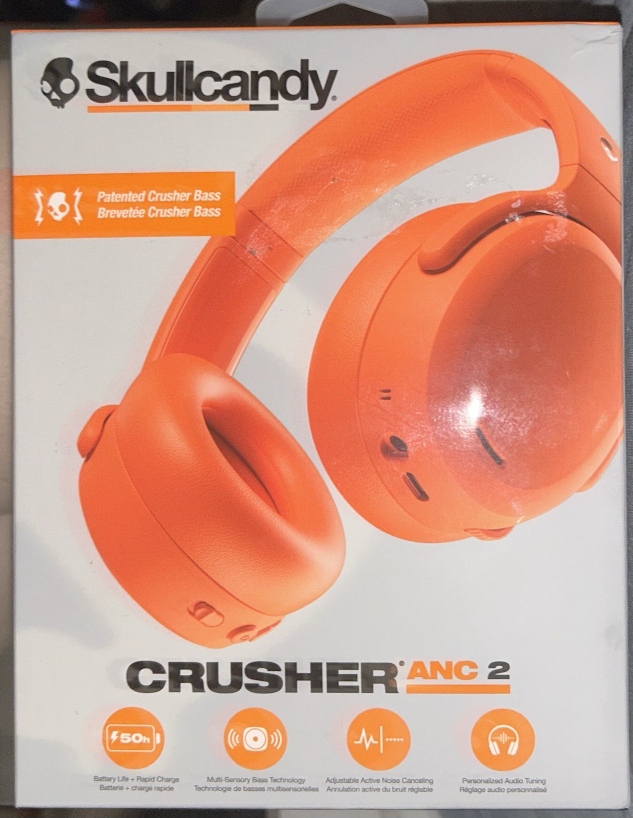 New Skullcandy Crusher ANC 2 Hazard Orange Bluetooth Headphones (see Photos)