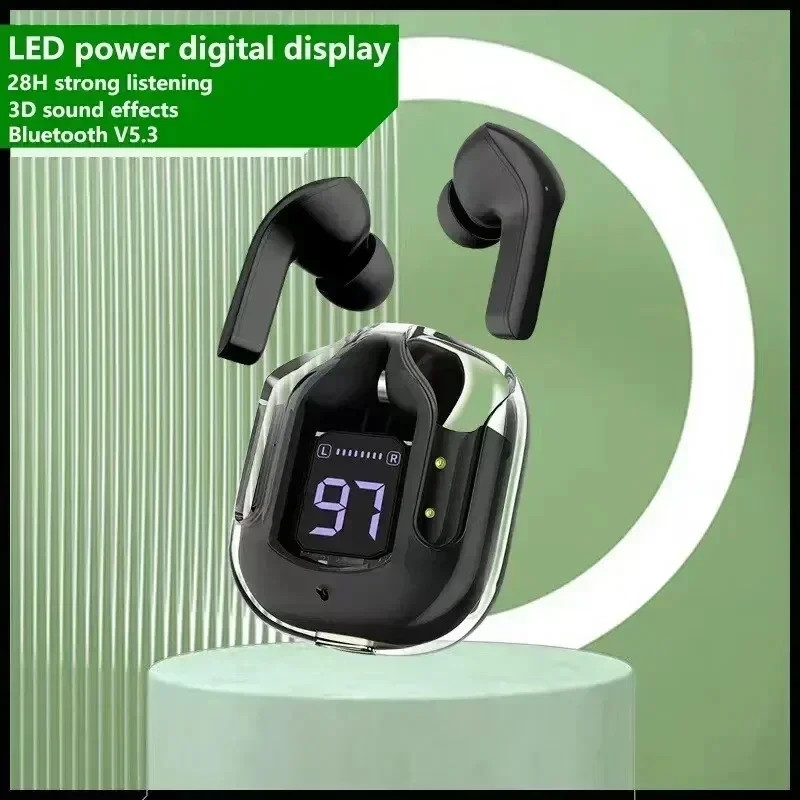 TWS Transparent Earphones LED Digital Display Wireless Bluetooth Stereo Earbuds