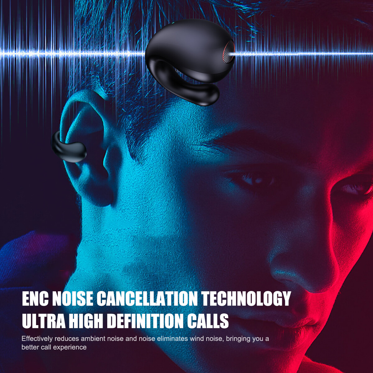 2023! Bluetooth v5.3 Wireless Earbuds Ear Clip Headphones Sport Open-Ear Headset