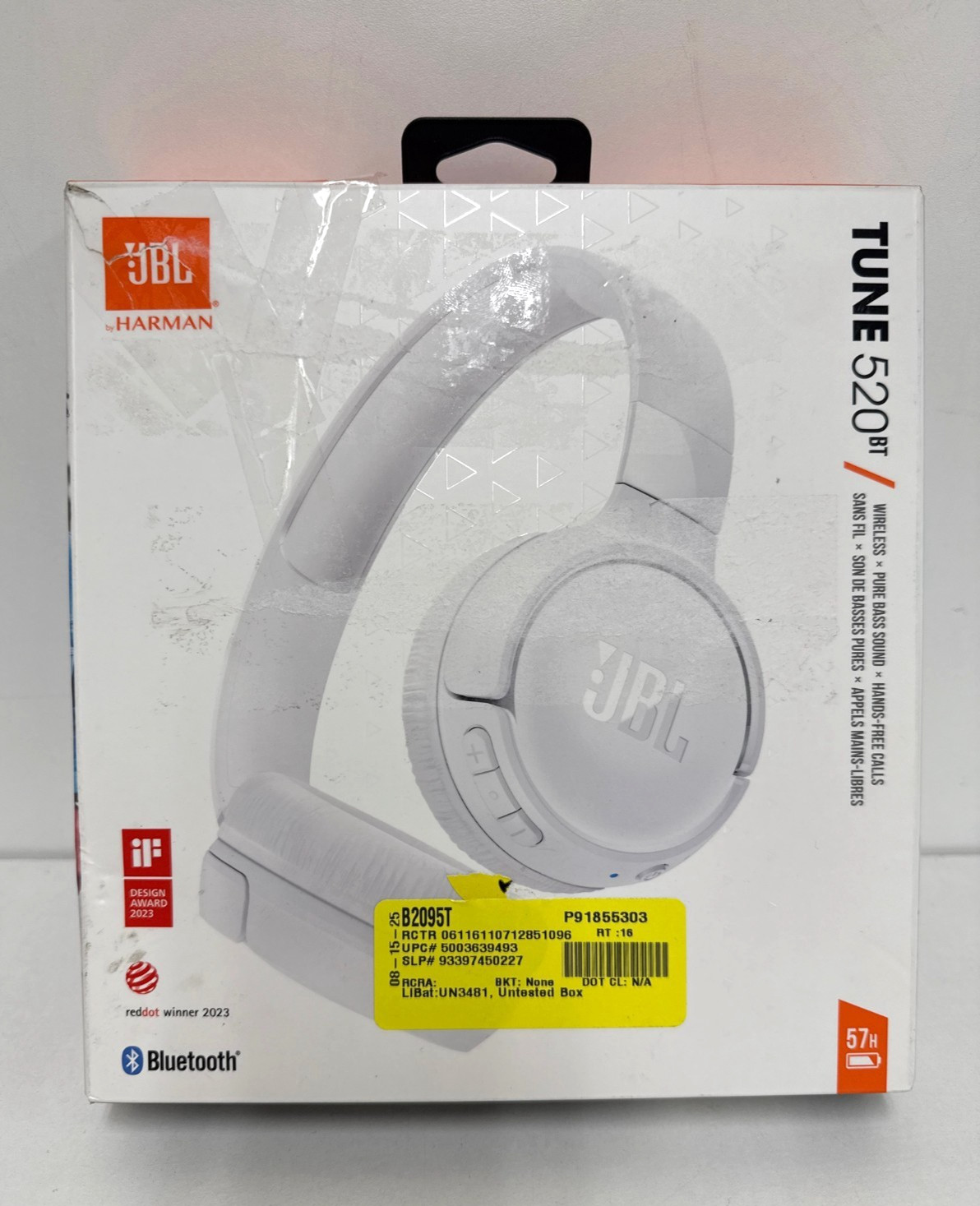 JBL Tune 520BT – Wireless On-Ear Headphones, Up to 57H Battery Life , White
