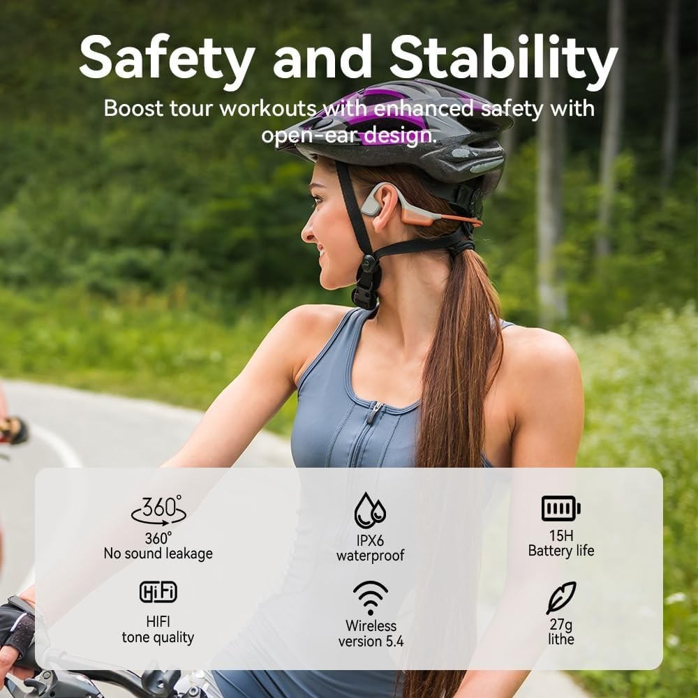 15H Playtime Waterproof Bone Conduction Headphones – Ideal for Running & Cycling