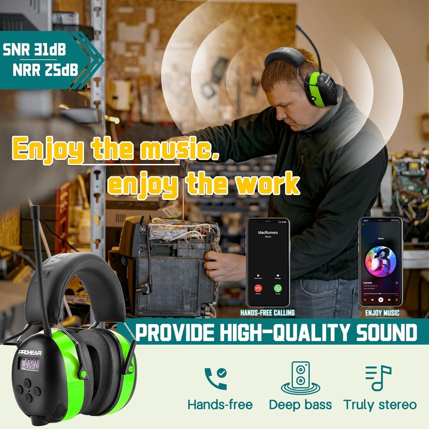 033 AM FM Bluetooth 5.4 Radio Headphones – USB C Rechargeable 2000mAh Battery…