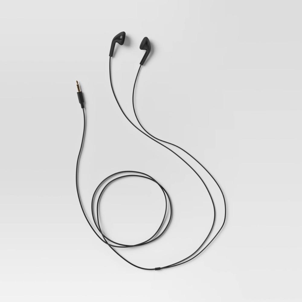 Wired Earbuds – Dealworthy Black: 3.5mm Jack In-Ear Headphones, ABS Cushion