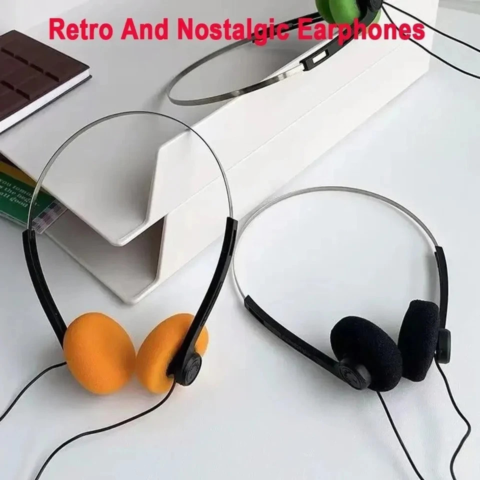 Orange Retro Over-Ear Headphone Vintage Underwire Headphone for Walkman