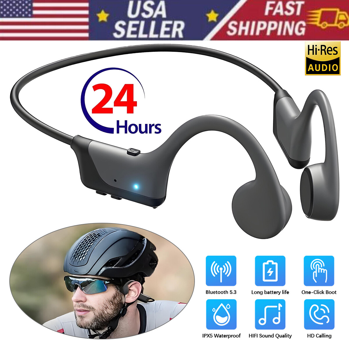 #Open-Ear Wireless Bone Conduction Bluetooth Headphones for Sport Fitness NEW