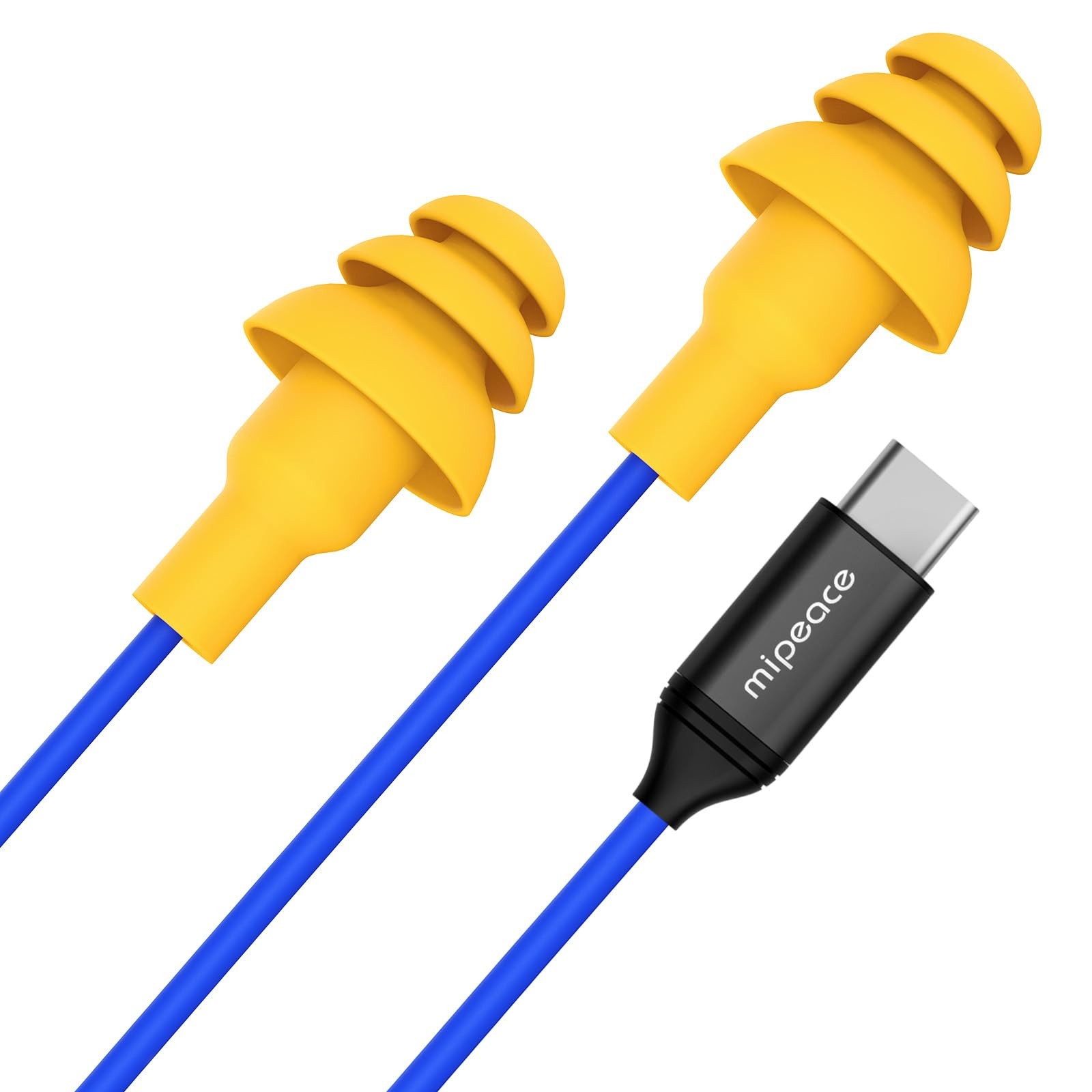 MIPEACE Ear Plug Headphones for Work, Work Earbuds USB Type C standard, Blue