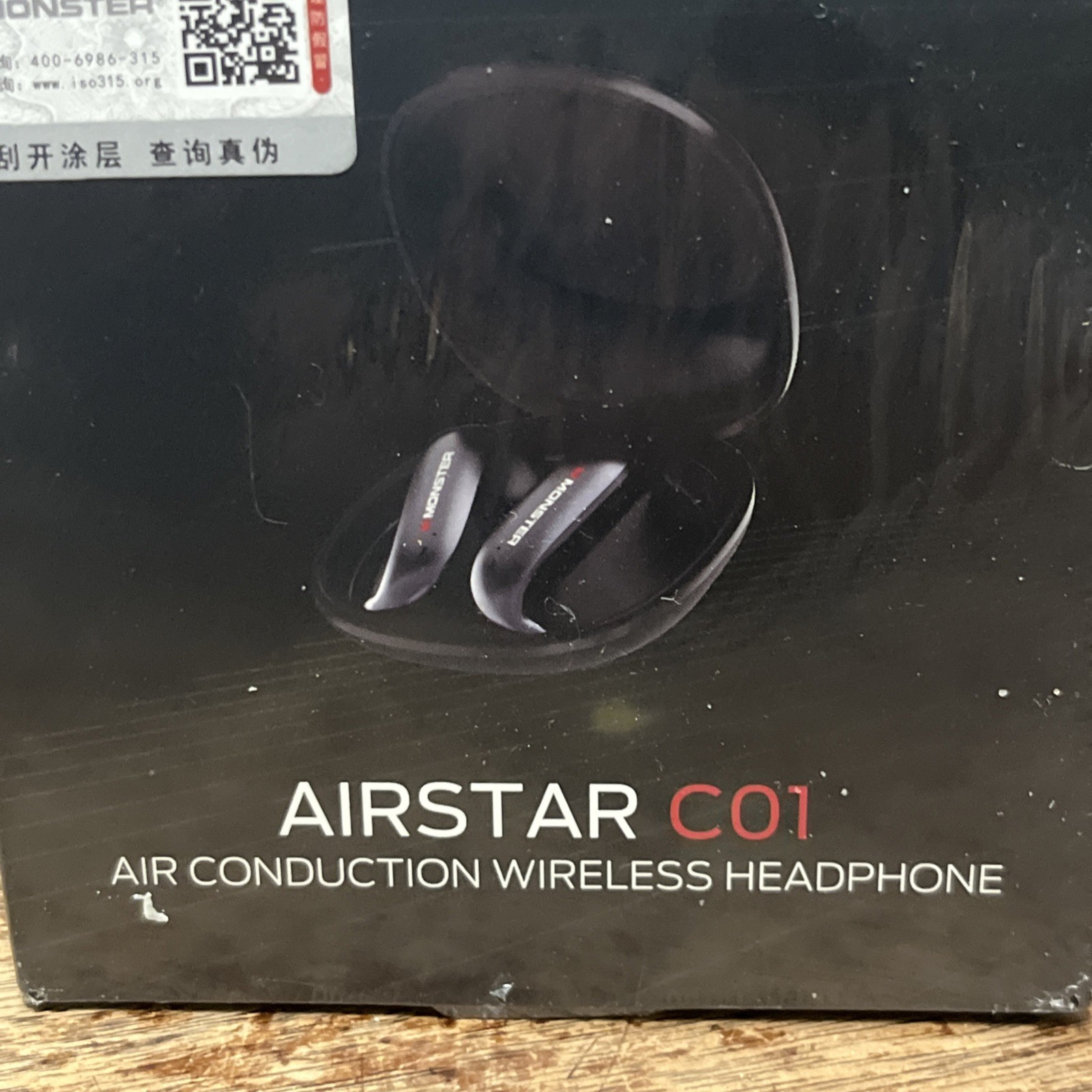 Monster Airstar C01 Air Conduction Wireless Bluetooth Headphones Black Brand New