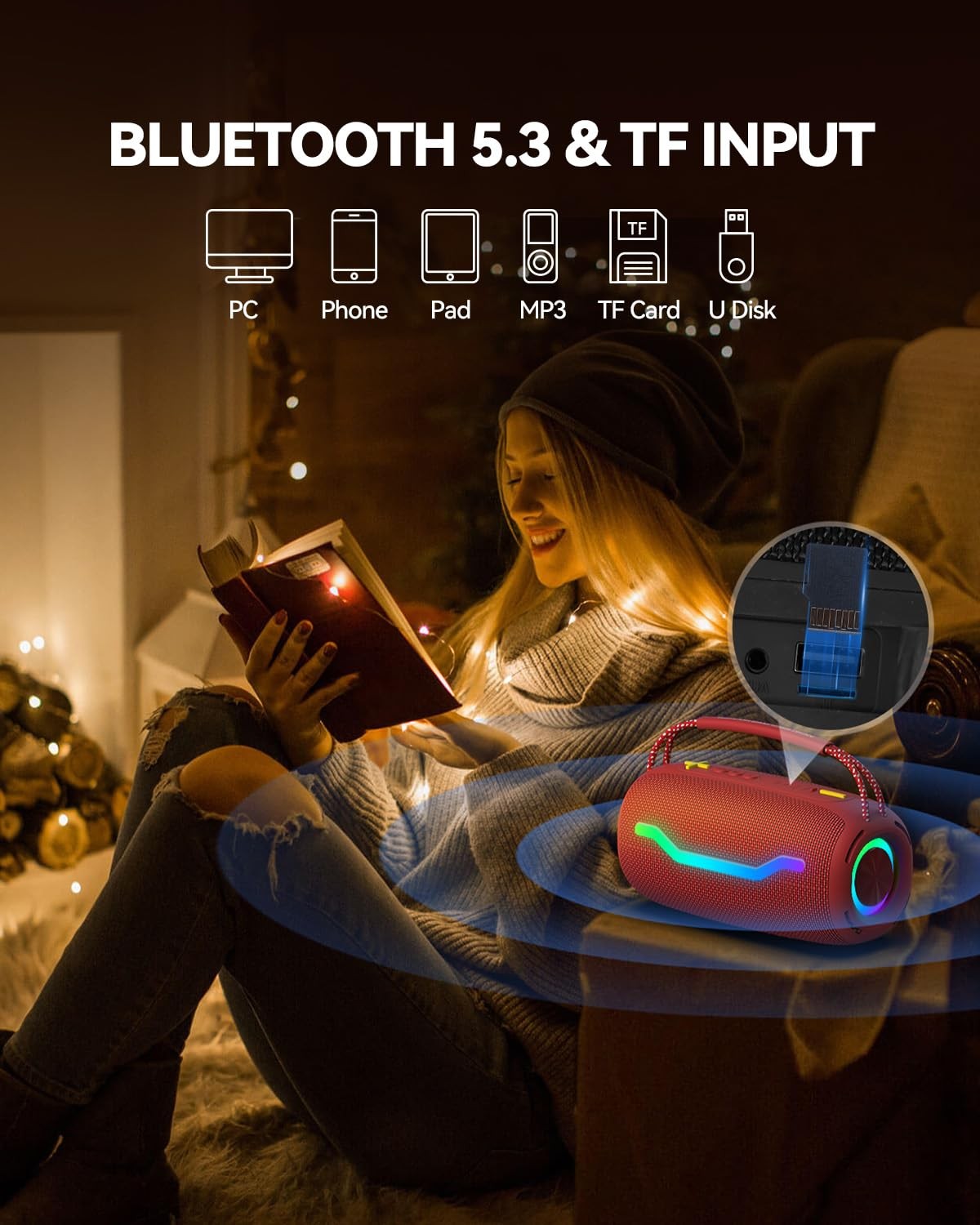 Portable Bluetooth Speaker with Light, Waterproof Karaoke Machine for Adults …